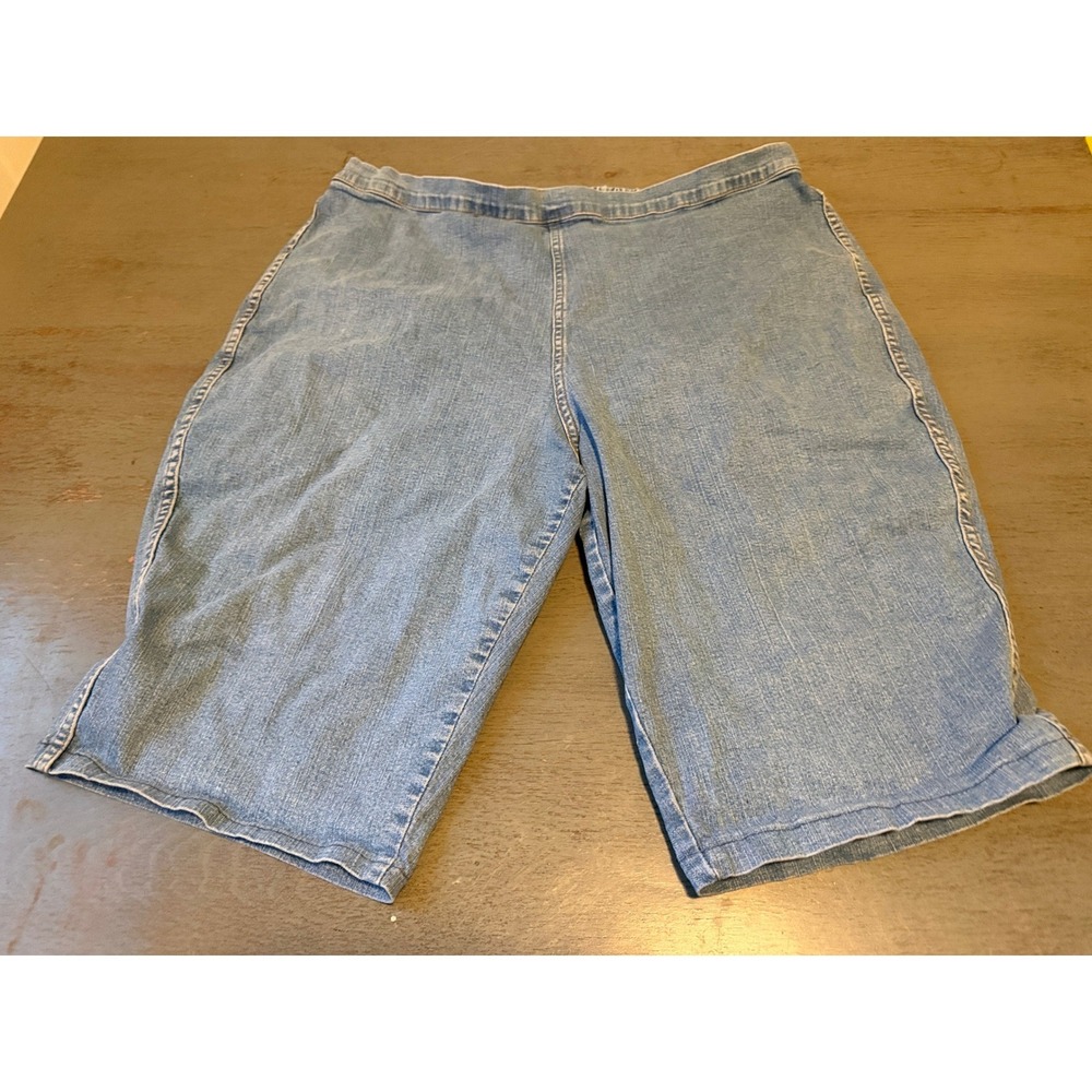 Denim & Co Mens 2X Blue Elastic Waist Pull On Straight Leg Jeans Stretch A72149